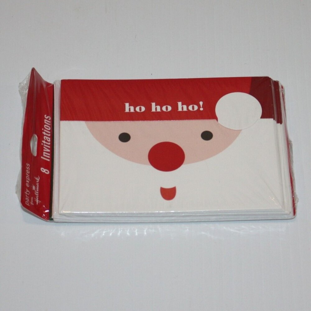 Party Express by Hallmark Santa Face Ho Ho Ho! 8 Invitations New in Package